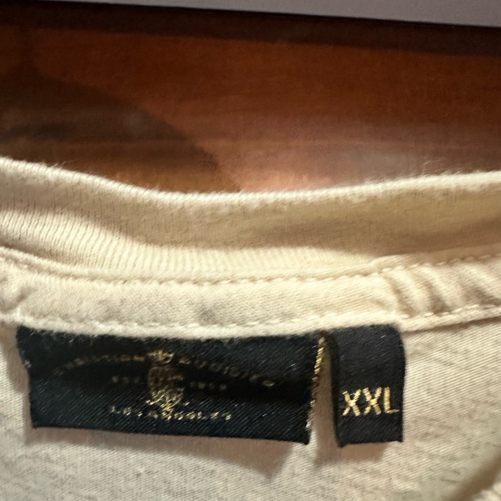 Christian Audigier White Multi-Color Graphic Short Sleeve Tee with Gold Script - Picture 4 of 5